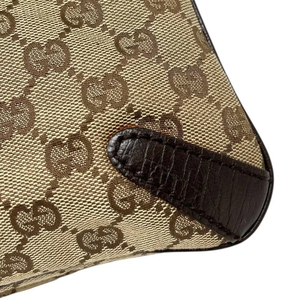 GUCCI Vintage Monogram Horsebit Chain Shoulder Bag Beige Brown Canvas [105425] - Picture 10 of 13